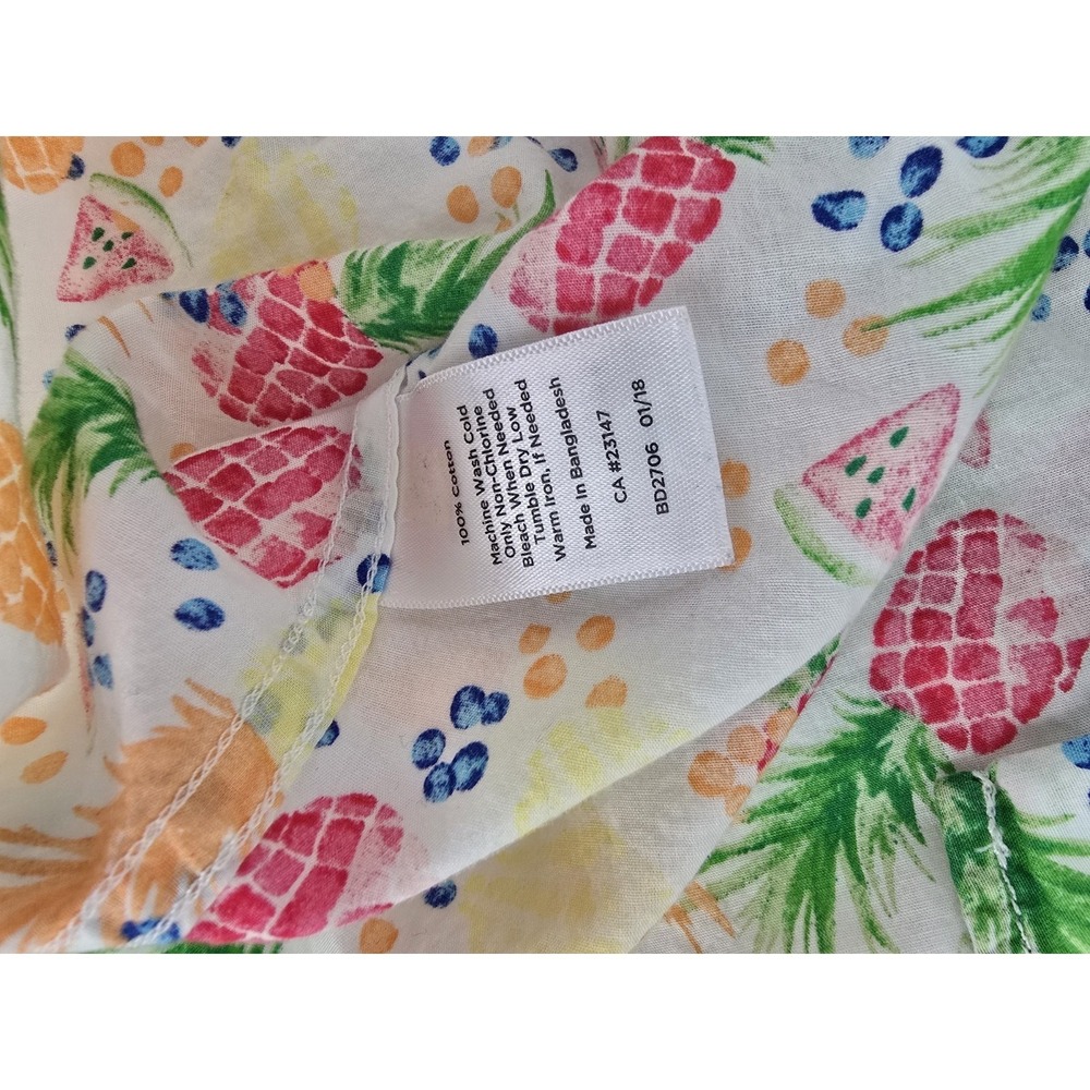 Talbots Petite P Fruit Print Shirt Pineapple Watermelon‎ Novelty Summer - Picture 4 of 5
